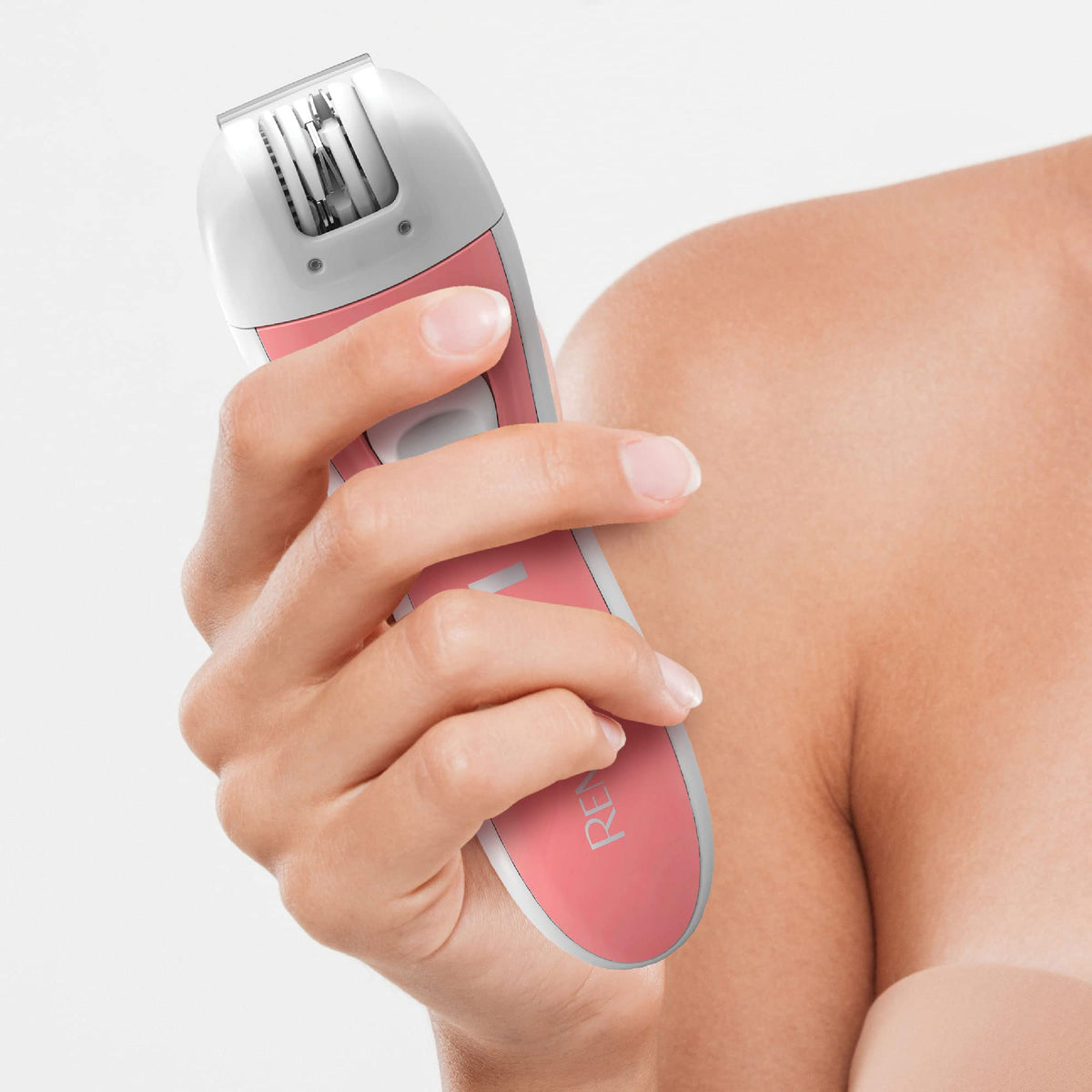 Remington EP1050CDN in use on upper lip illustrating precise hair removal for smooth results