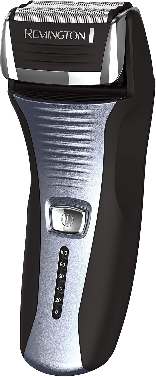 Remington F5 front view showing controls and ergonomic grip for comfortable shaving