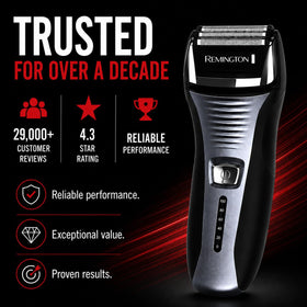 Remington F5 washable head rinsed under water for easy cleaning and maintenance