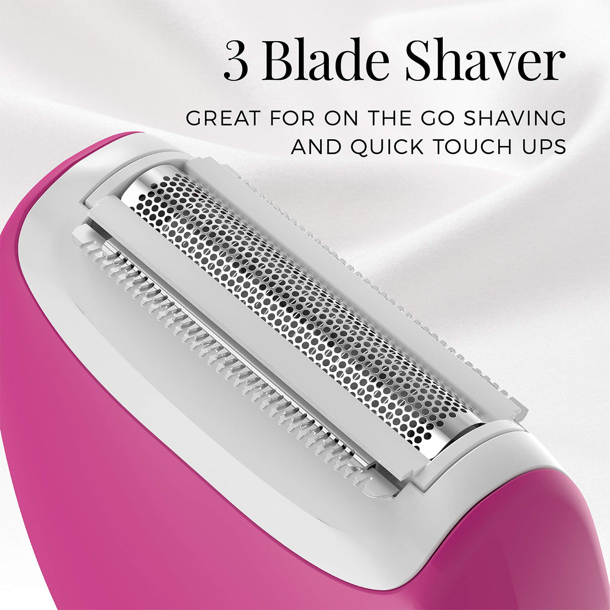 Remington foil and curved dual trimmers close-up for gentle precise trimming