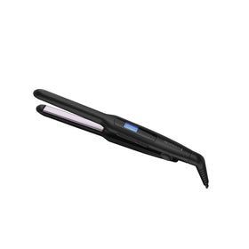 Remington flat iron front view showing slim profile and sleek finish for precision styling