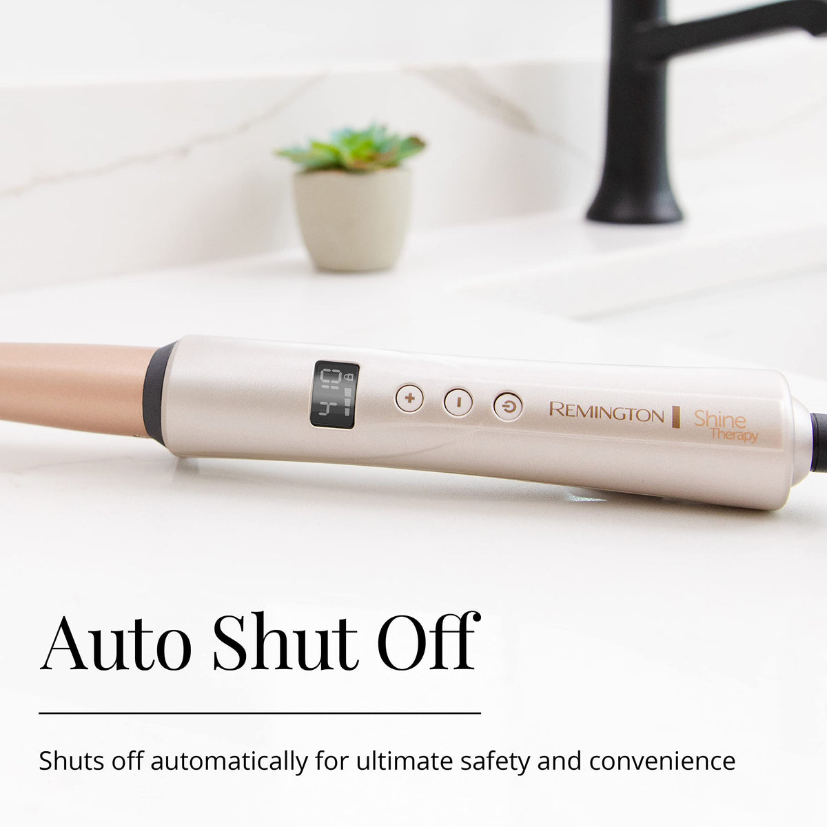Remington heat glove and wand accessories included for safer handling during styling