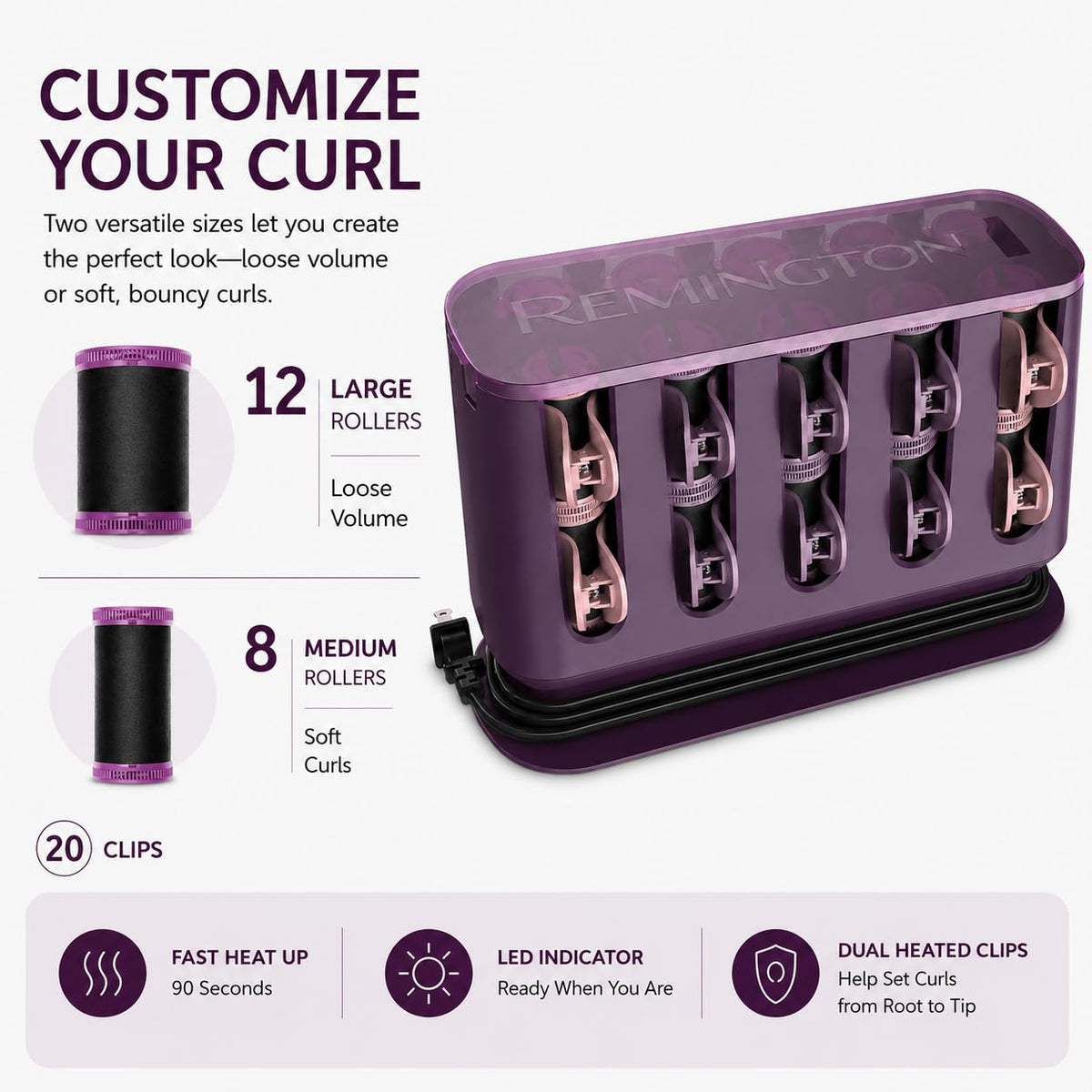 Remington styling in use on model demonstrating fast curl creation and volume