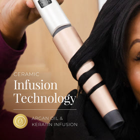 Remington close-up of argan oil and keratin infused ceramic barrel enhancing smoothness