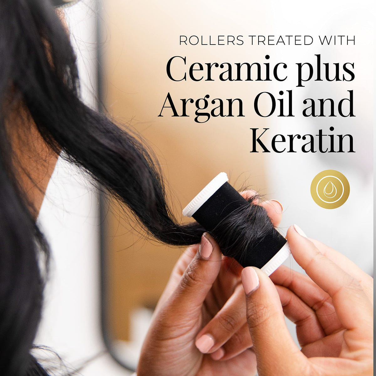 Remington medium roller wrapped in hair showing tighter defined curl styling
