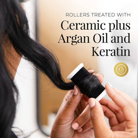 Remington medium roller wrapped in hair showing tighter defined curl styling