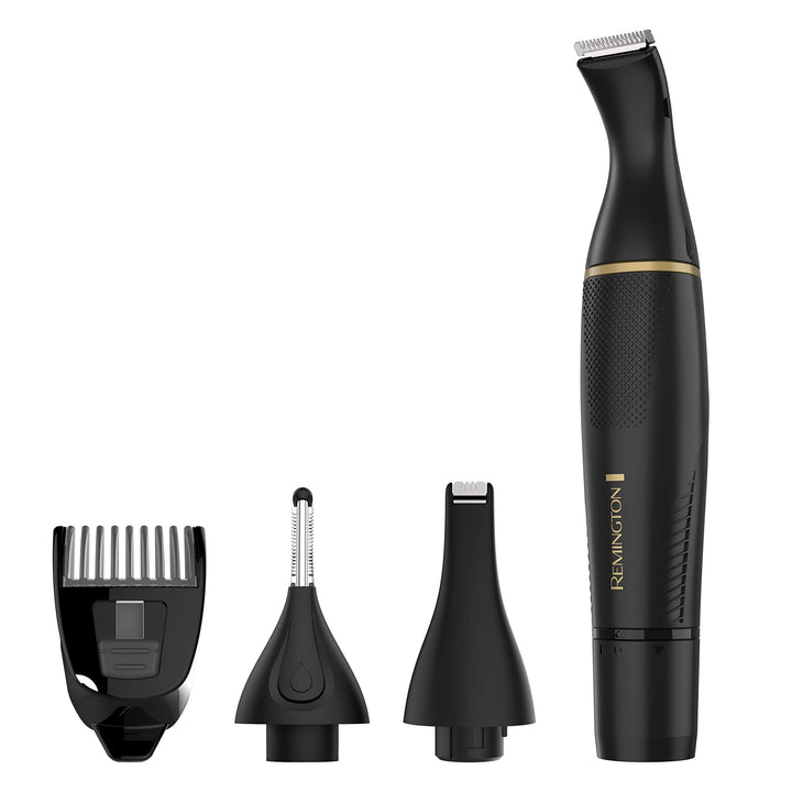 Remington NE3160 front view showing compact trimmer and attachments for precise grooming