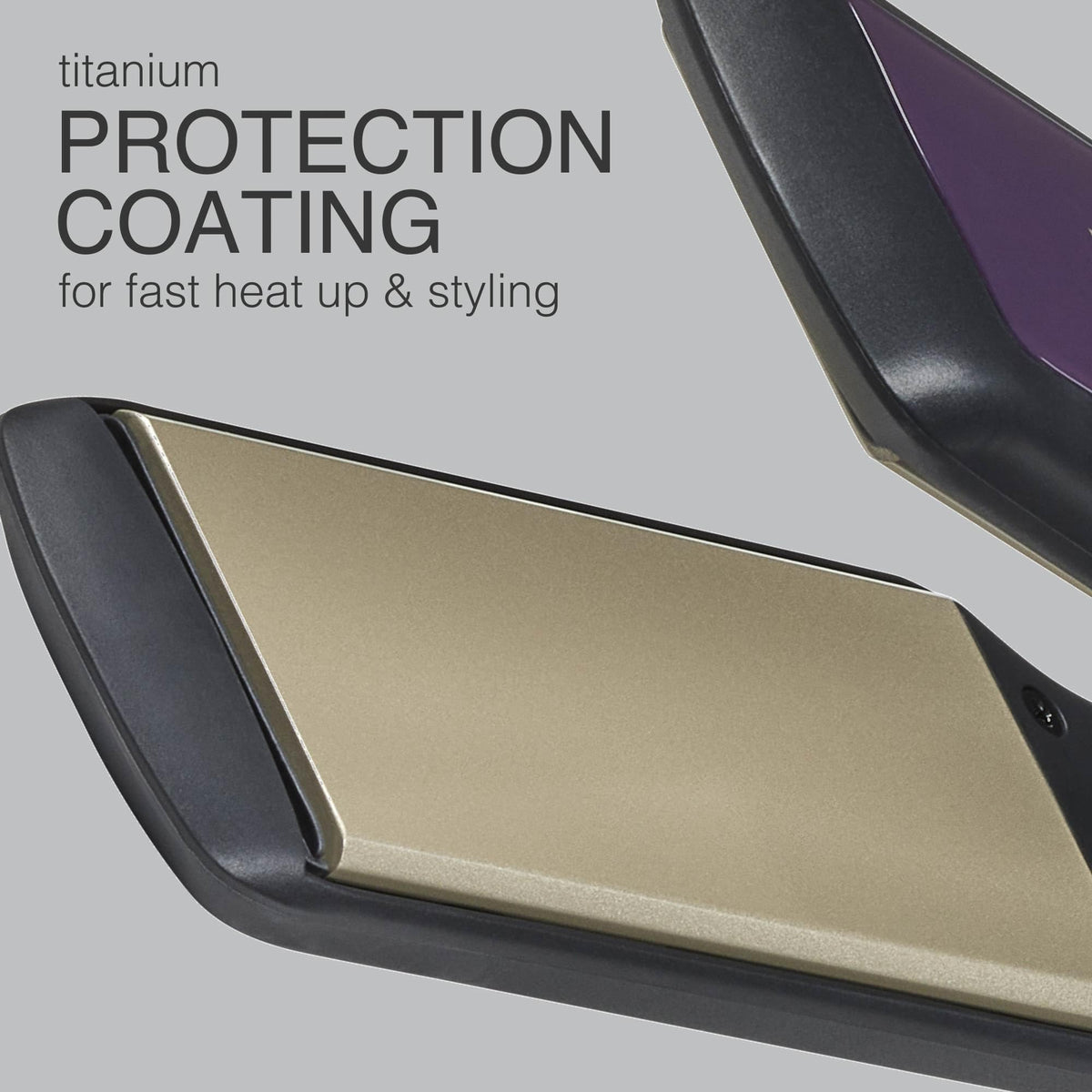 Remington close-up of titanium-ceramic plate surface for smooth, even heat glide