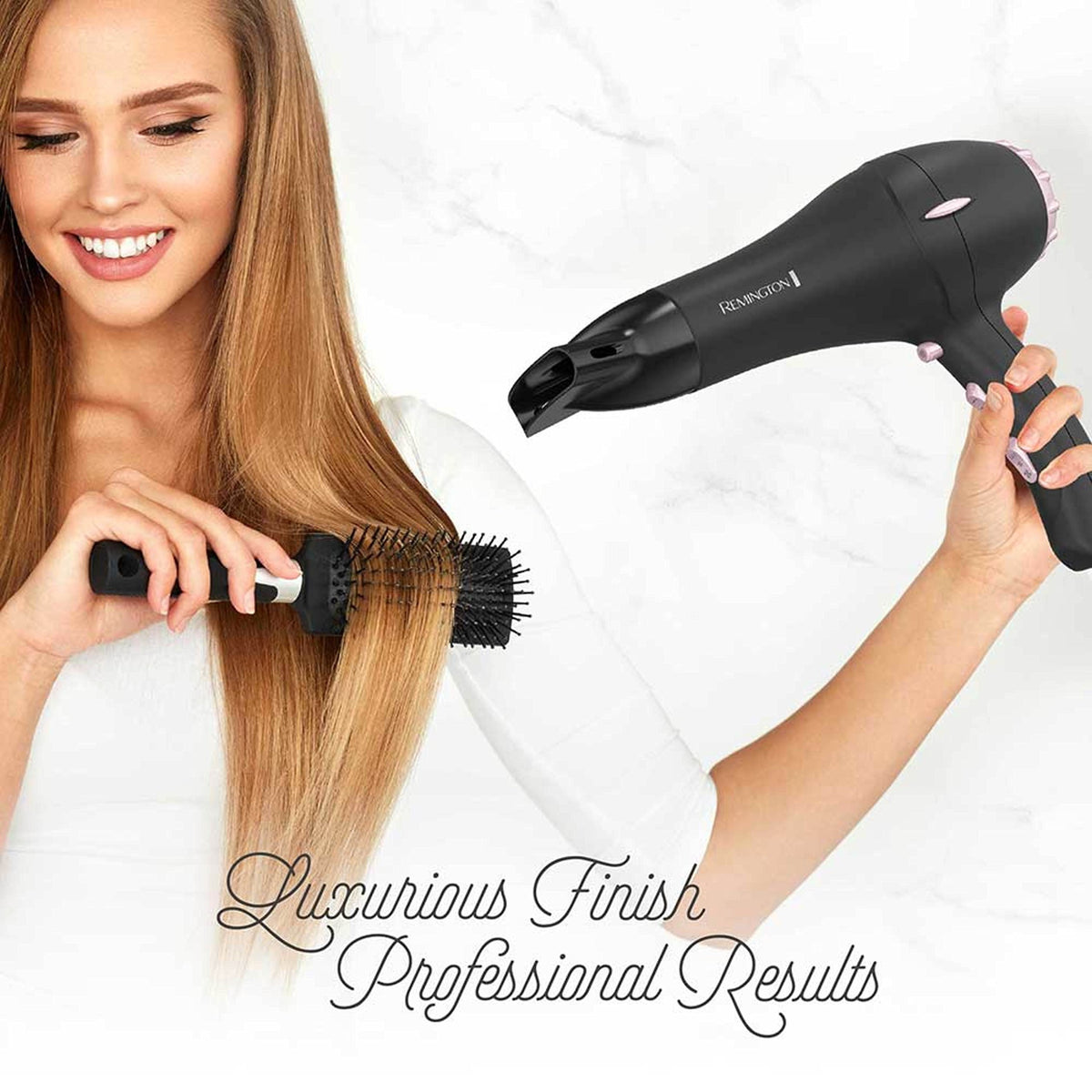Remington held in hand to show size and ergonomic handling benefit