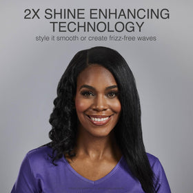 Remington label and ingredient callout highlighting argan oil, keratin and micro-conditioner benefits