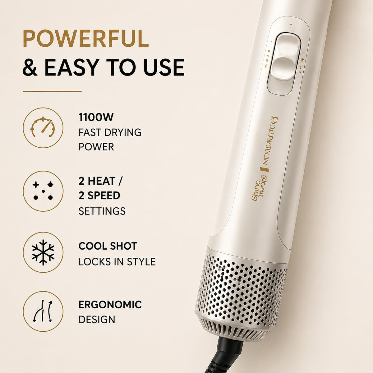 Remington styling demo on short hair showing quick volumizing and frizz reduction benefits
