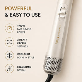 Remington styling demo on short hair showing quick volumizing and frizz reduction benefits