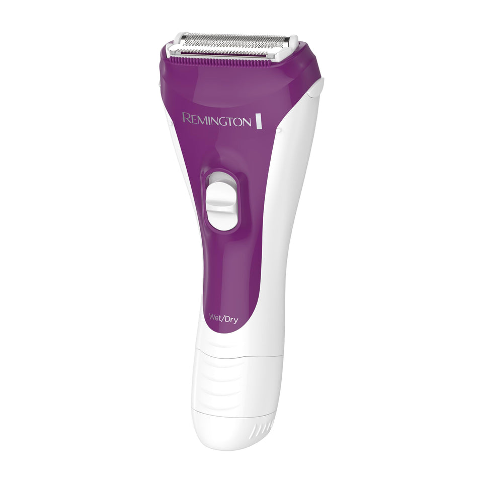 Remington shaver front view showing controls and compact design, easy portability
