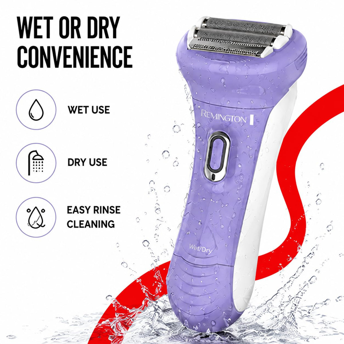 Remington shaver used in shower illustrating wet-use versatility and convenience