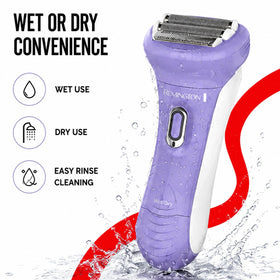 Remington shaver used in shower illustrating wet-use versatility and convenience
