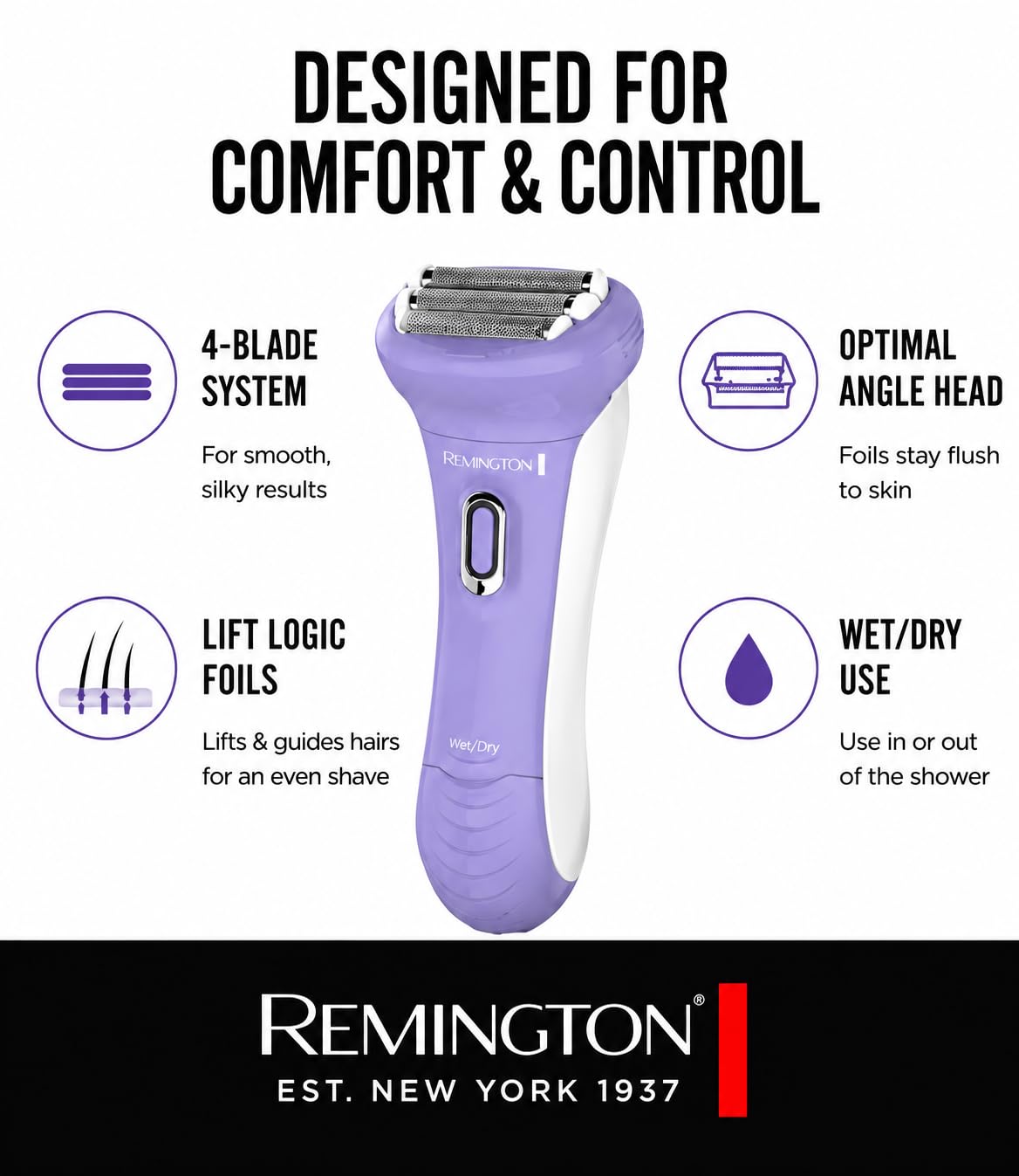 Remington product packaging with shaver and accessories ready for storage