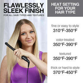 Remington in use styling bangs demonstrating precise control and reduced frizz