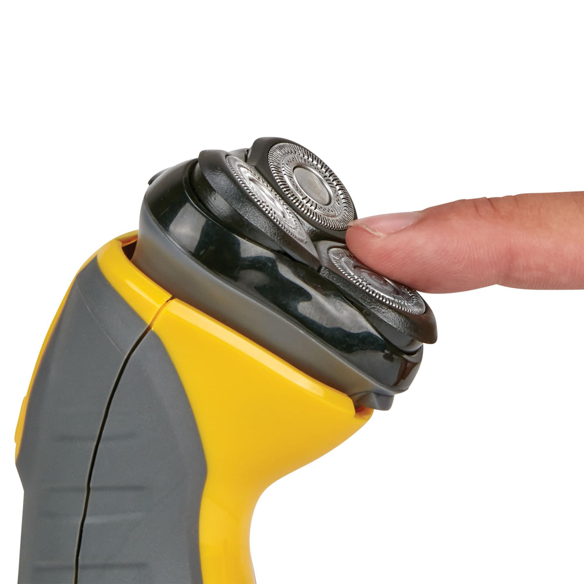 Remington shaver being used in shower illustrating waterproof design and easy rinsing