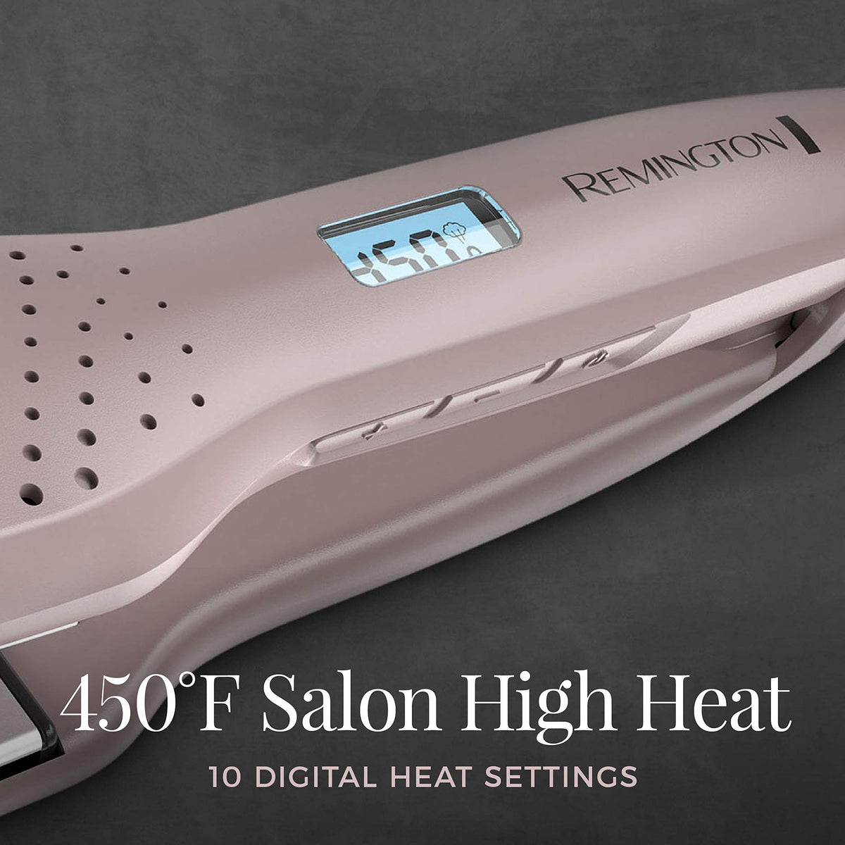 Remington vent detail illustrating steam release for safer styling of damp hair