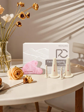 Rena Chris set staged on vanity suggesting daily ritual and self-care benefit