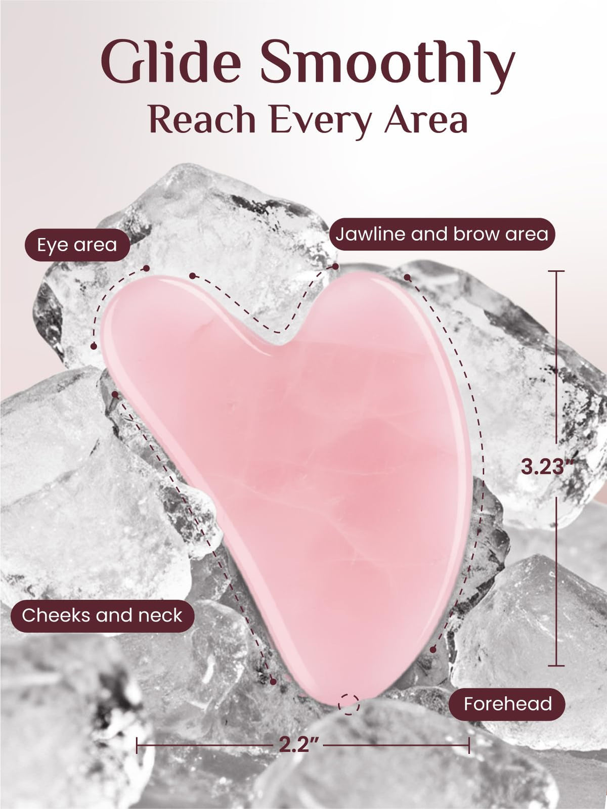 Rena Chris rose quartz closeup of polished surface and edge, provides smooth glide benefit
