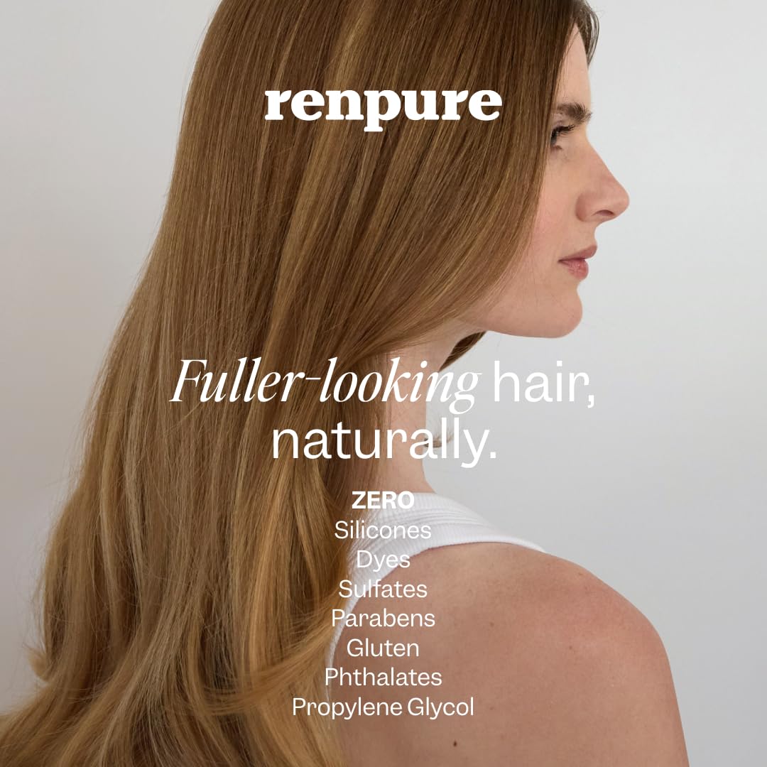 Renpure before and after comparison demonstrating thicker-looking hair