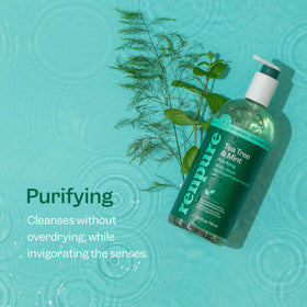 Renpure bottle closeup label highlighting natural ingredients and vegan benefit