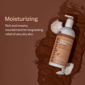RENPURE close-up texture showing creamy cocoa and shea moisturizing effect