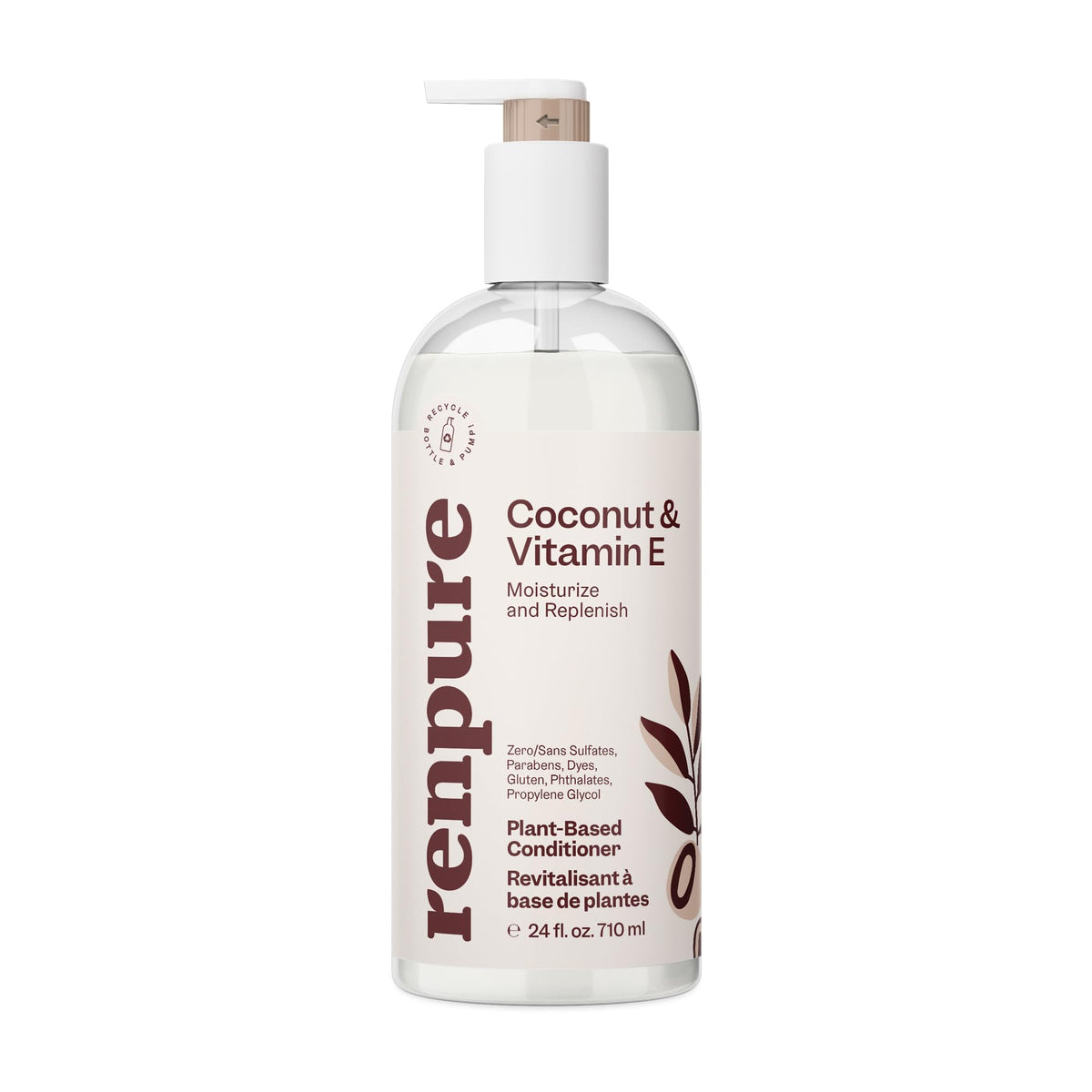 RENPURE front label view showing coconut and vitamin e benefits