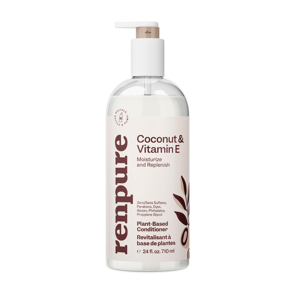 RENPURE front label view showing coconut and vitamin e benefits