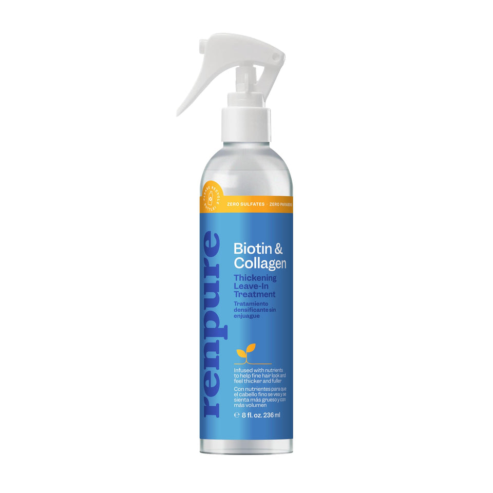 Renpure bottle front view showing product and fuller-hair benefit