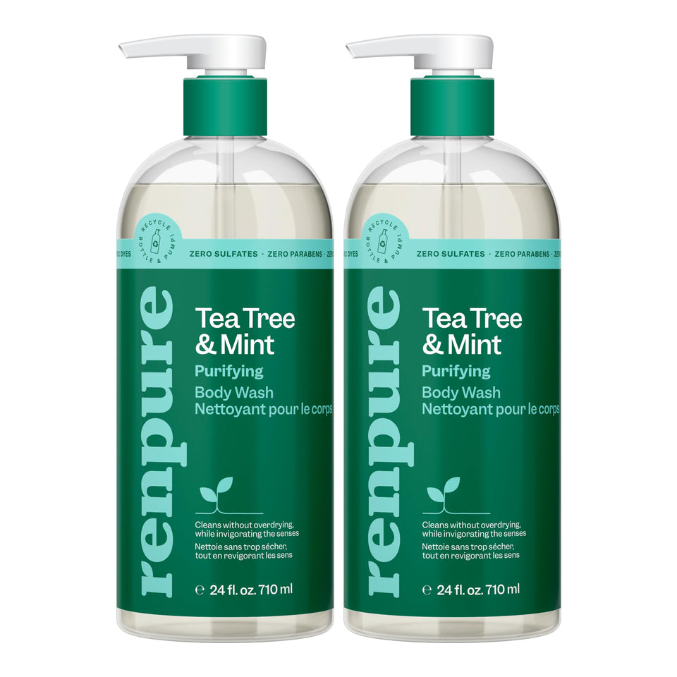 Renpure front packaging showing tea tree and mint for an invigorating clean