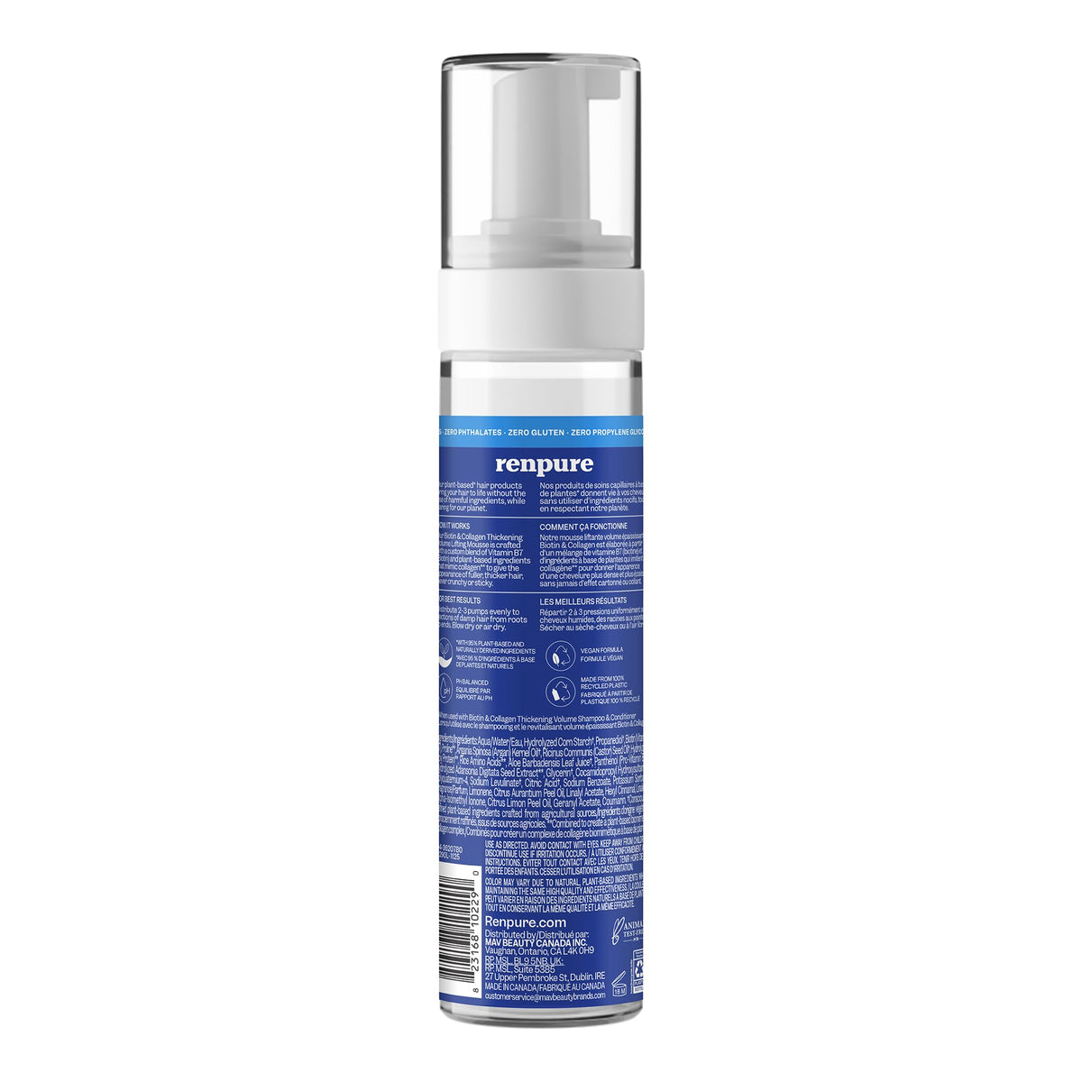 Renpure recyclable bottle with recycling symbol, sustainable packaging advantage