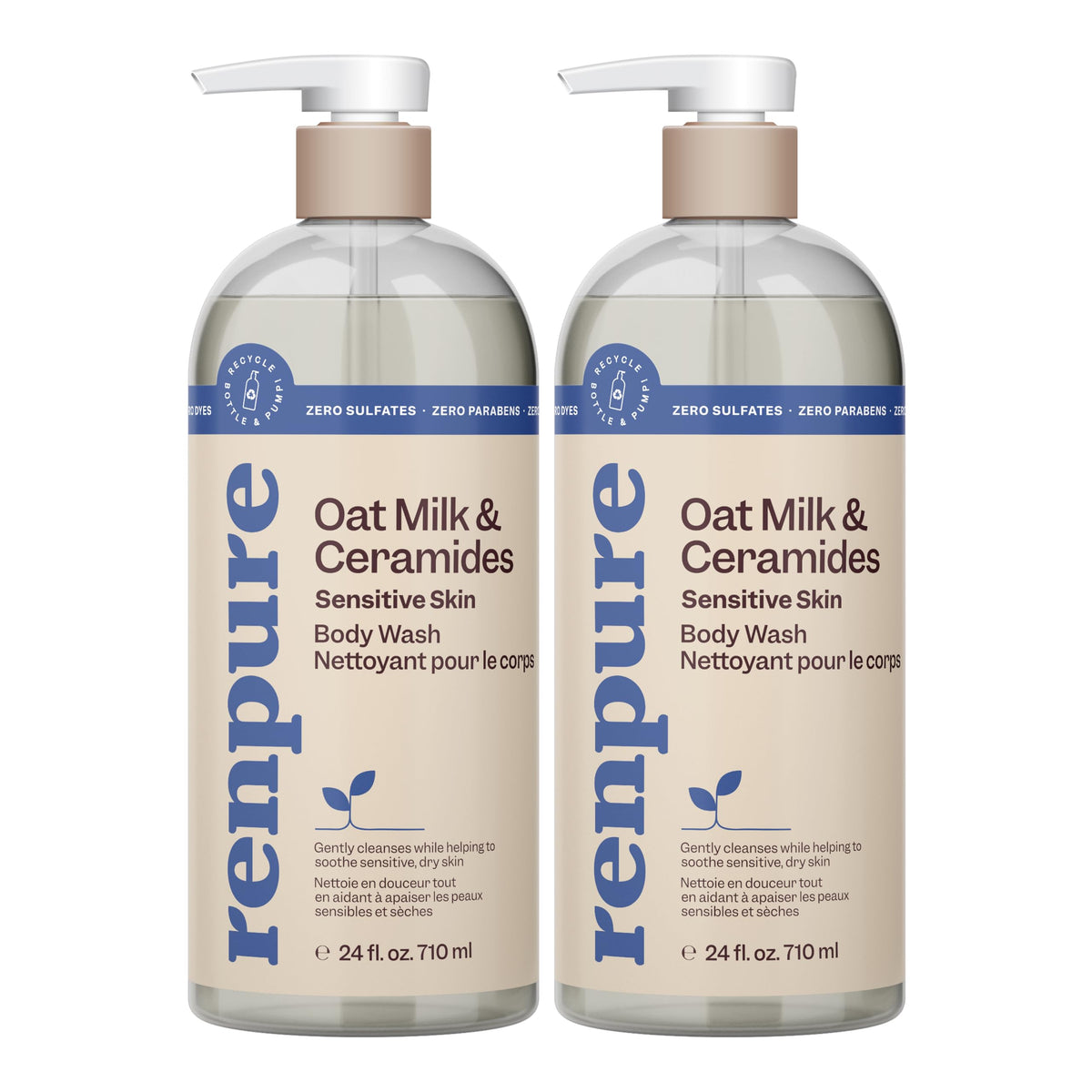 Renpure bottle front view showing product and soothing benefit