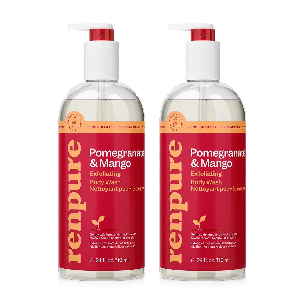 RENPURE front packaging showing pomegranate and mango for bright skin