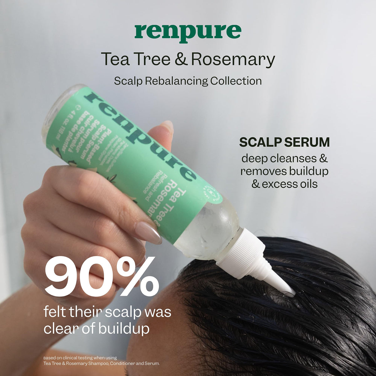 RENPURE serum texture close-up demonstrating lightweight, fast-absorbing formula