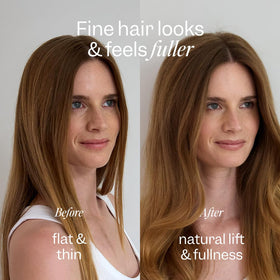 Renpure leave-in texture on hair strands highlighting smoothing benefit