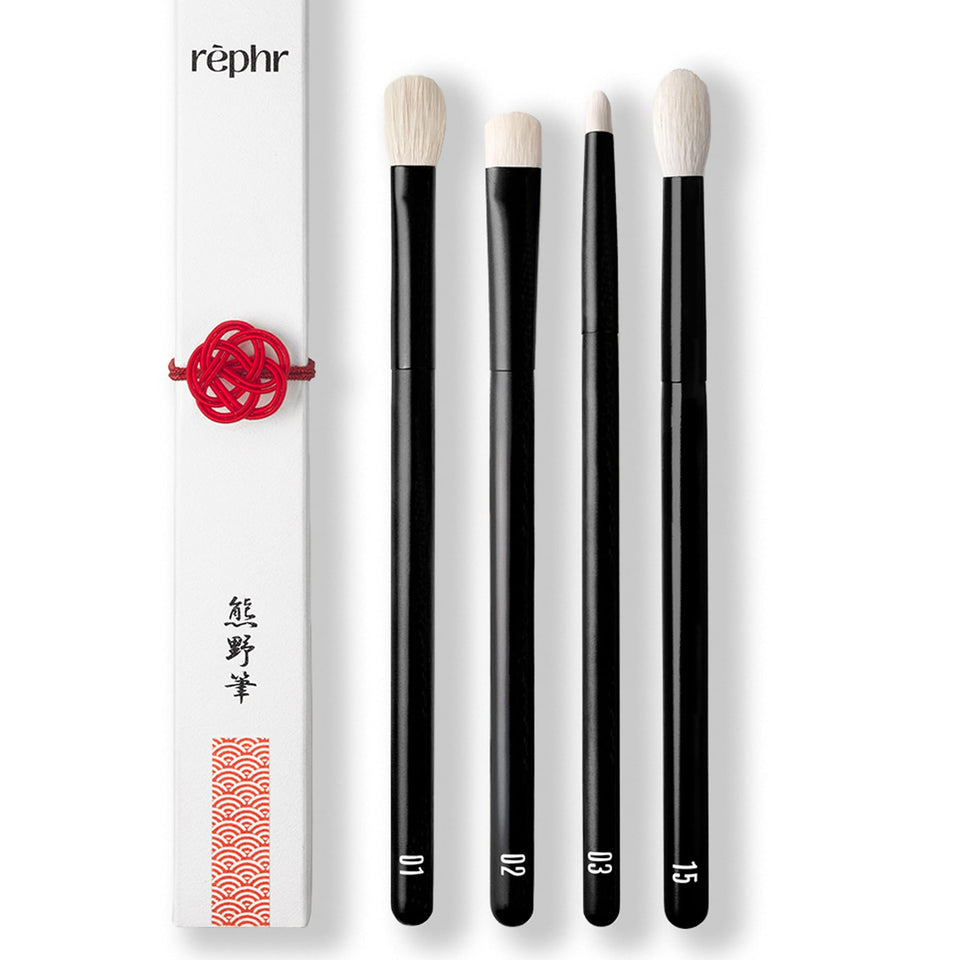 rephr front packaging of core eye set showing compact brush kit, ideal for travel