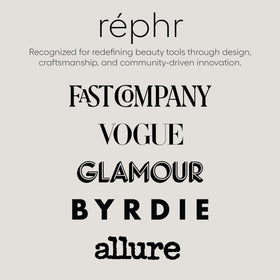 rephr set beside an eyeshadow palette to show scale and everyday portability