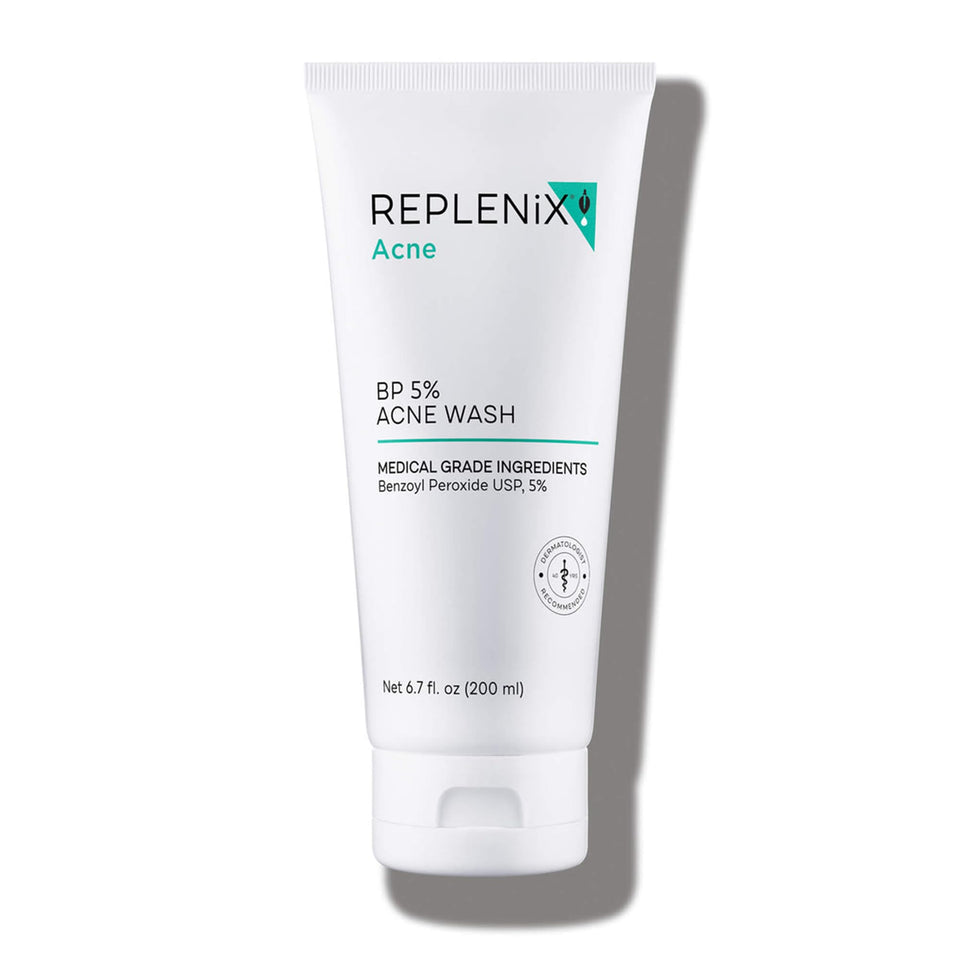 Replenix front packaging showing bottle and clear acne-cleanser benefit