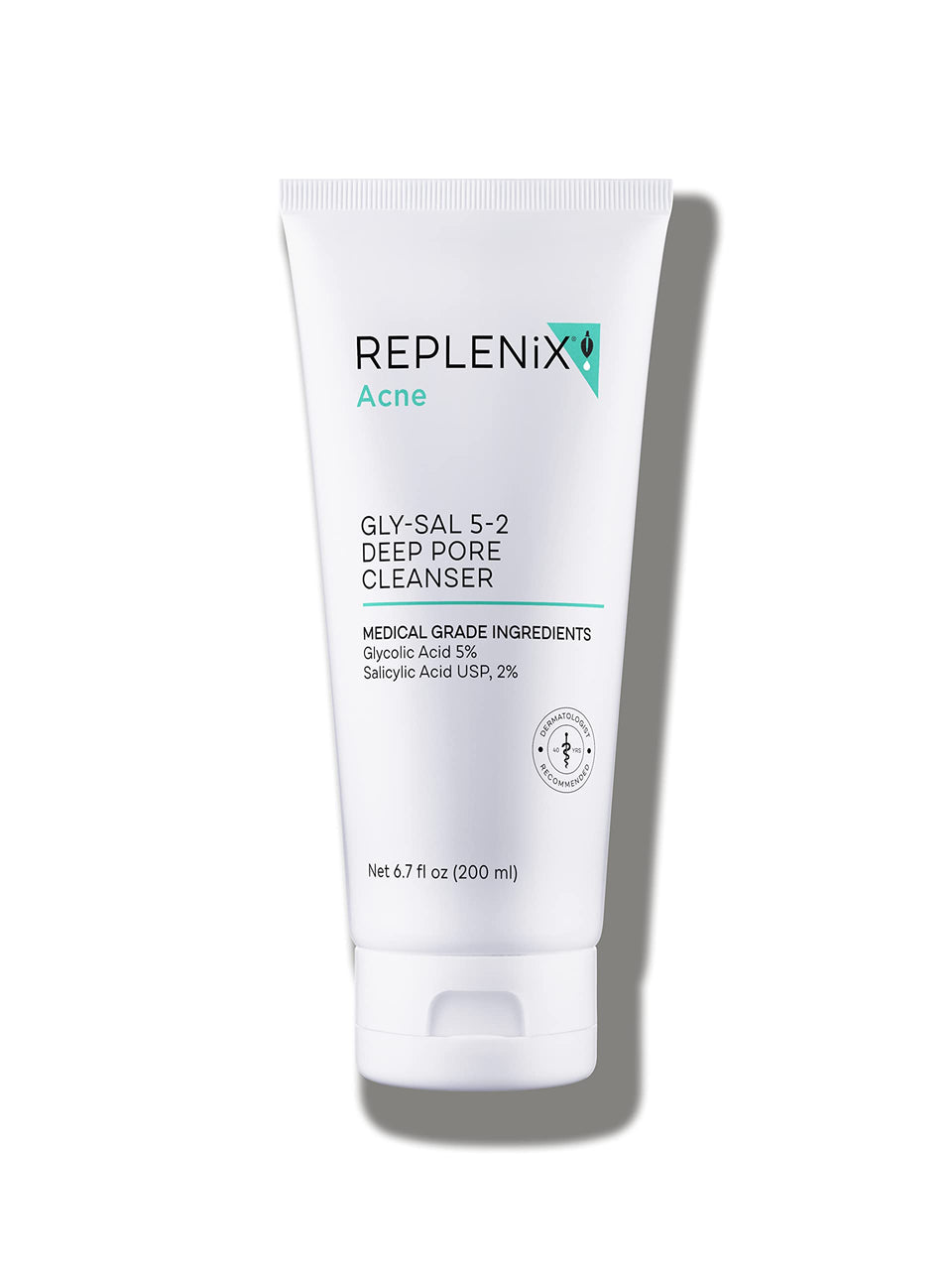 Replenix front packaging showing Gly-Sal cleanser bottle and benefits