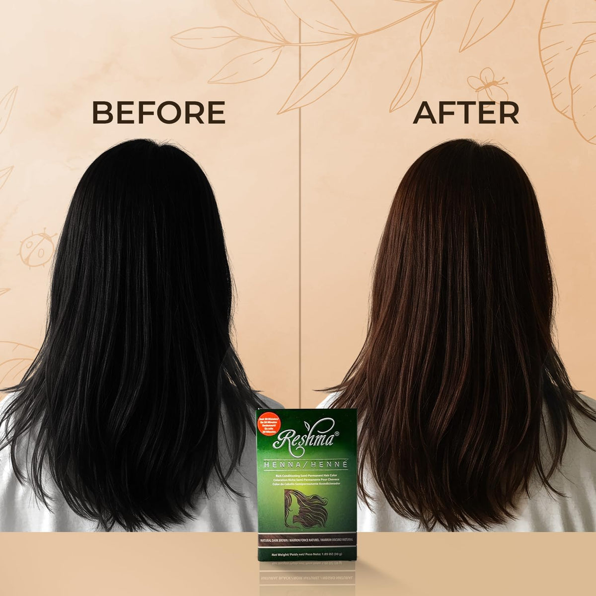 Reshma Beauty application demo on hair illustrating simple 30-minute process