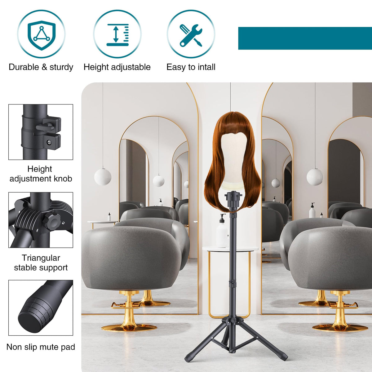 Retbtnm scale comparison beside chair showing full-extended 50-inch height for standing work
