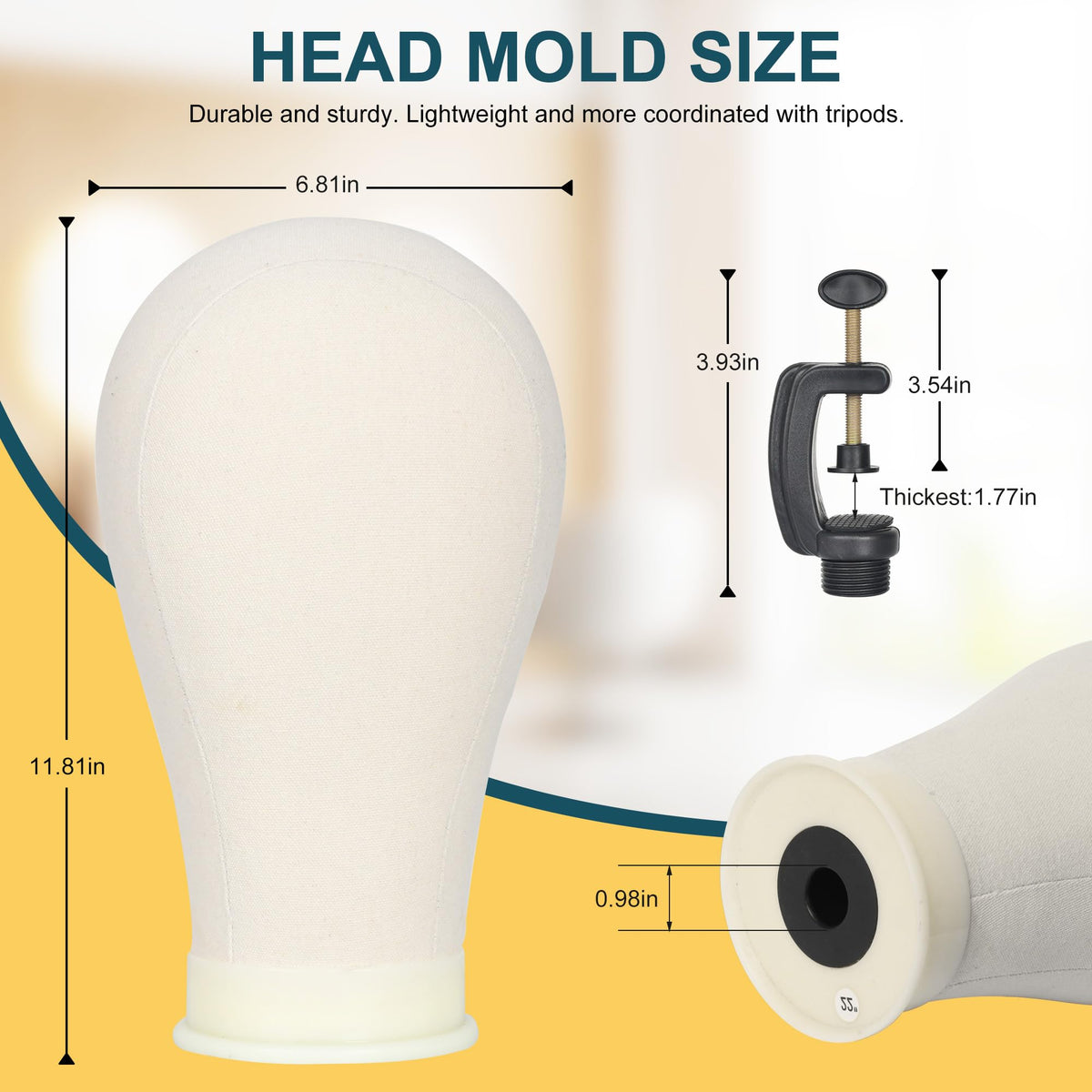 Retbtnm side profile of tripod illustrating compact footprint and steady base