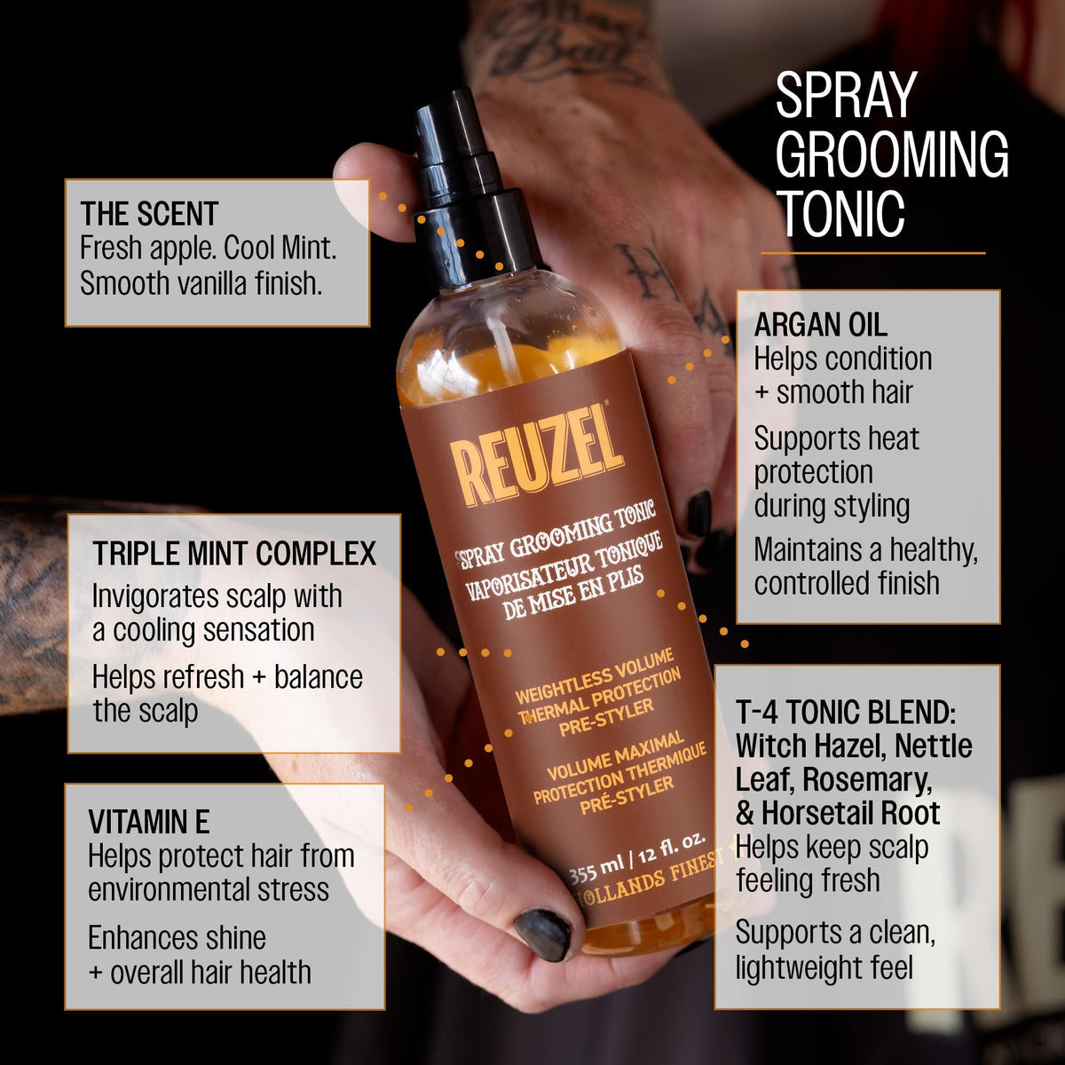 Reuzel before and after comparison showing increased volume and natural finish