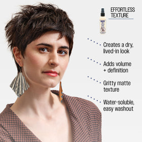 Reuzel spray demo capturing dry, gritty texture and added volume benefit