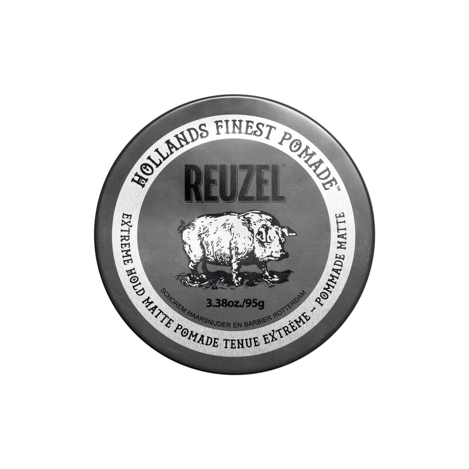 REUZEL front jar shot showing strong matte styling benefit