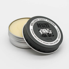 REUZEL close-up of pomade texture highlighting matte finish and easy application