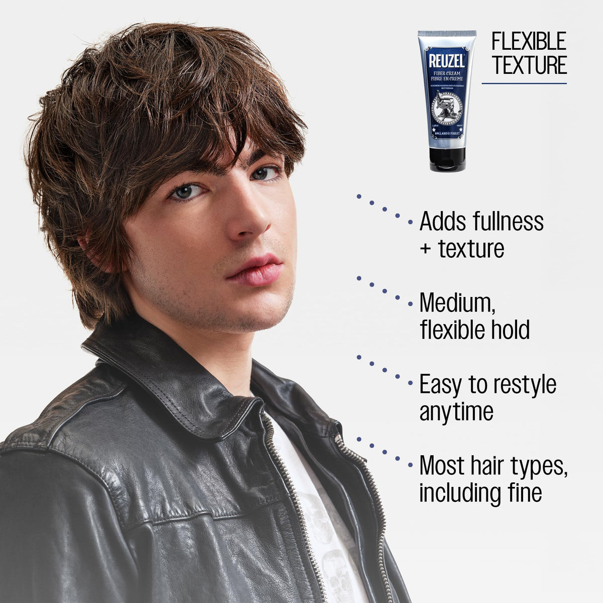 REUZEL before and after hairstyle showing added texture and volume