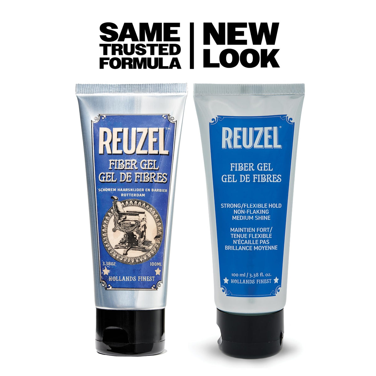 Reuzel jar in barbershop setting, brand suggests professional styling results